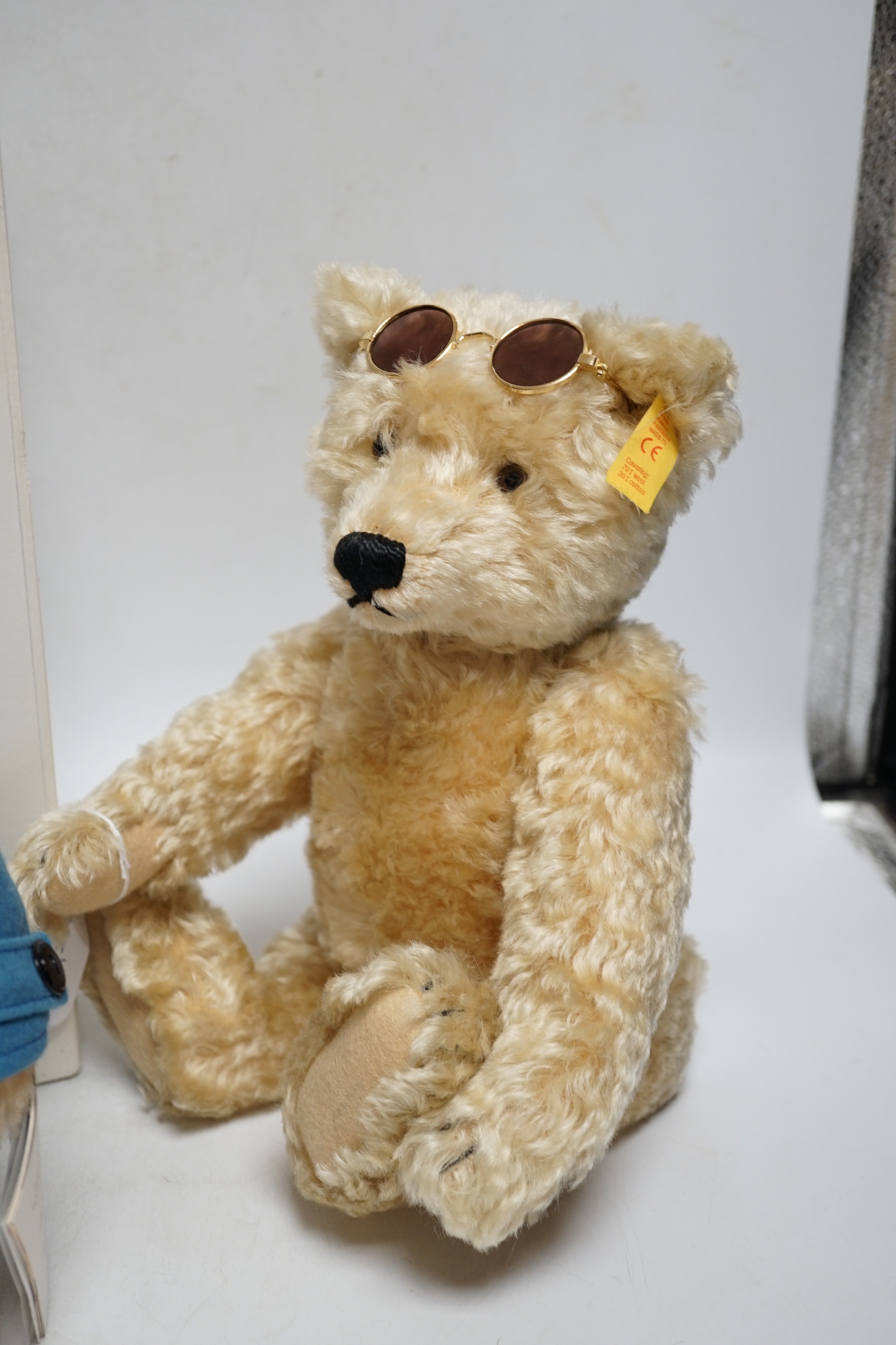 A Steiff Paddington 26cm box and certificate together with a yellow tag Steiff